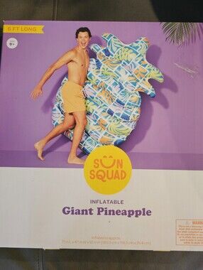 Brand New Sun Squad Inflatable Pineapple Pool Float - Multicolor